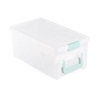 Vaessen Creative Boîte de Rangement avec Couvercle pour Marqueurs - 39 x 21 x 16,5 cm - pour Feutres, Cartes et Enveloppes - Boîte Transparente pour Cartes et Scrapbooking - avec Séparateur Amovible