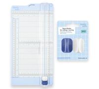 Vaessen Creative Massicot Coupe et Pliage 15 x 30,5 cm - avec Règle Rétractable et Lames de Rechange - Coupe Papier Bleu Gradué pour Scrapbooking et Loisirs Créatifs