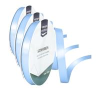 Vaessen Creative Ruban Satin - Bleu Clair - 100 m x 9 mm - Bolduc - Biais de Couture - pour Cadeau, Emballage, Bouquet Mariage, Cheveux et Ballon (Lot de 3)