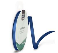 Vaessen Creative Ruban Satin - Bleu Foncé - 100 m x 6 mm - Bolduc - Biais de Couture - pour Cadeau, Emballage, Bouquet Mariage, Cheveux et Ballon