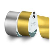 Vaessen Creative Ruban Satin Lot - 2 Couleurs Noël de 10 m x 50 mm - Argent & Or - Bolduc pour Cadeau, Emballage et Bouquet Mariage