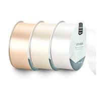 Vaessen Creative Ruban Satin Lot - 3 Couleurs Mariage de 10 m x 38 mm - Blanc - Bolduc pour Cadeau, Emballage et Bouquet Mariage