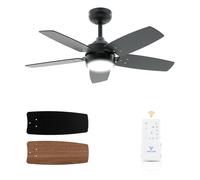 Vagizm 91 cm Ventilateur de Plafond avec Lumière et Télécommande | Moteur DC silencieux réversible,6 vitesses,LED,pales bicolores,installation facile,garantie moteur 2 ans