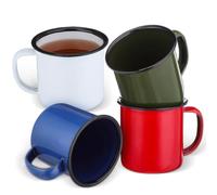 Vaguelly 4 Pièces Tasse Rétro en Émail 2,90 Oz, Gobelet Rond Simple | Finition Couleur Mêlée, Surface Lisse et Texture Délicate, pour Lait, Thé, Pique-niques et Hot Pot Couleur Aléatoire