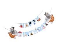 Vaguelly Bannière de Fête D'anniversaire Pirate en Papier, Guirlande Suspendue Cartoon pour Garçon et Filles, Décoration Murale Festive et Charmante pour Banquet D'anniversaire