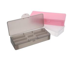 Vaguelly Boîte de Rangement en Plastique à Double Couche 3 Pièces pour Outils de Manucure et Pédicure, Organisateur Transparent, Rose et Noir Translucide, Étui Compact pour Accessoires