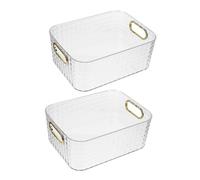Vaguelly Boîtes de Rangement Transparentes Lot de 2 en Plastique Design Rectangulaire, Polyvalentes et Faciles à Utiliser pour Cosmétiques et Articles Divers pour Salle de Bain ou Chambre