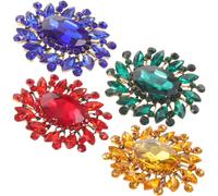 Vaguelly Broche Vintage en Alliage Pierres Précieuses Artificielles, Décoration de Vêtements Élégante, Légère et Facile à Porter, Lot de 4 Pièces pour Fêtes et Travail