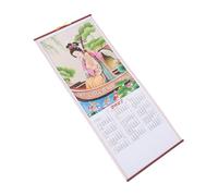 Vaguelly Calendrier Mural Détails Précis du Calendrier Lunaire 2027 en Papier Année du Mouton Style Rouleau 24 Termes Solaires et Décorations Traditionnelles pour Maison et Études