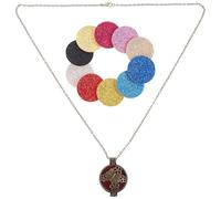 Vaguelly Collier Diffuseur de Parfum pour Femme Pendentif Vintage en Métal avec Tampons Rechargeables, Diffusion d'Huiles Essentielles, Design Simple et Délicat pour Festival