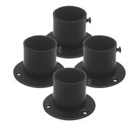 Vaguelly Douille de Poteau en Acier Inoxydable Noir 4pcs, Base 25mm, Support Barre penderie et Barre de Rideau, Bride Haute, Facile à Installer, résistance Corrosion