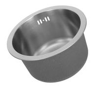 Vaguelly Évier Rond en Acier Inoxydable 304 Cuisine, Mini Évier Encastrable Trop-Plein et Raccord D'évacuation, pour Camping-Bar
