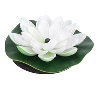 Vaguelly Fontaine solaire en plastique blanche forme lotus 1Pc pour bassin extérieur pompe à eau automatique circulation d'eau
