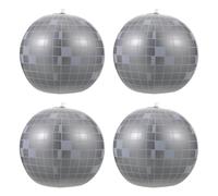 Vaguelly Kit de Décoration pour Soirée Disco 4 Ballons Argentés Sphériques en Pvc Gonflables, Centre de Table Photogénique pour Fête D'anniversaire ou Soirée Dansante