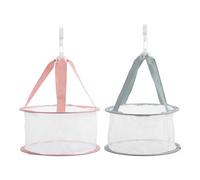 Vaguelly Lot de 2 Paniers à Linge Suspendus en Tissu Mesh 20 CM Séchoir à Linge Pliable Léger Filets de Séchage pour Beauté et Accessoires Couleurs Rose Clair et Vert Matcha