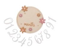 Vaguelly Panneaux en Bois pour Suivi de Croissance Mensuelle du -Né Cartes Photos Accessoires à Motif Floral Décorations Bébé Compactes et Solides Adaptées aux Premières Années