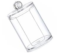 Vaguelly Porte Coton Rond Compact et Boîte de Rangement Transparente en Plastique Résistante pour Salle de Bain et Table de Toilette Élégante