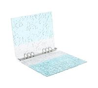 Vaguelly Protège-cahier A5 Anneaux 6 Trous en Pp et Métal, Couverture Réutilisable Bleu à Motif Pierre Colorée, Finition Mate, pour Organiser Notes et Documents de Réunion