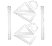 Vaguelly Règle triangulaire, règle à dessin rapporteur, ensemble de 2 sets de 4 pièces, triangle rectangle, triangle isocèle, droite en PS, outil de dessin pour étudiants,