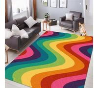 Vagues ColoréEs Tapis 150x210 cm GarçOns Et Filles Moquette Antiderapant à Poils Courts Tapis 3D Lavable en Machine Convient aux Grands Salons Salles à Manger et Chambres a-1583