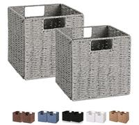 Vagusicc Lot de 2 paniers de rangement en osier tissés à la main, bacs de rangement pliables de 28 cm, paniers de rangement pour organiser des étagères, organiseurs de placards et bacs de rangement,