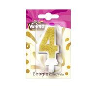 VAHINE Bougie anniversaire chiffre 0 et chiffre 4, lot de 2 bougies décoratives pour gâteau, fabrication française depuis 1972, sachet 100 g - Lot de 4