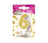 VAHINE - Bougie Anniversaire Chiffre 6, Décoration Festive et Lumineuse pour Gâteau - Le Lot De 4