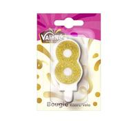 VAHINE - Bougie Anniversaire Chiffre 8 Élégante pour Fêter en Douceur Vos Moments Spéciaux - Lot de 4 - vendu par Lot