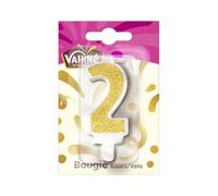 VAHINE - Bougie Anniversaire N° 2 - Chiffre 2 Doré Pailleté · Idéales pour Décorer les Gâteaux d'Anniversaire · Pour Célébrer Tous les Âges - la bougie - Le Lot De 4