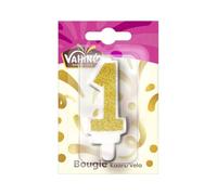 VAHINE - Bougie Chiffre 1 pour Gâteau d’Anniversaire, Célébration Élégante et Festive - Le Lot De 4