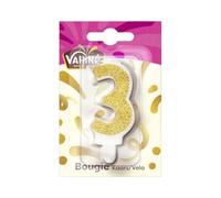 VAHINÉ - Bougie Chiffre 3, Déco Gâteau, L'Unité - Lot De 4