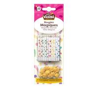 VAHINE - Bougies Magiques - Se Rallument Toutes Seules · Motifs d'Étoiles Multicolores · Bobèches Étoiles Incluses · Idéales pour Gâteaux d'Anniversaire - le paquet de 10 - Le Lot De 4