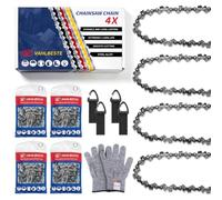 Vahlbeste 4 x Chaînes de Tronçonneuse .300"LP 28 maillons 1,1 mm 12 cm | Compatible avec WORX WA0142 WG324E WG325E Einhell GE-PS 18/15 Li BL Parkside PAGHS 20-Li B2 et autres, 1 paire de Gants