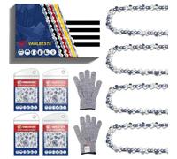 Vahlbeste Lot de 4 Chaîne de Tronçonneuse 1/4"LP 64 Maillons 0.043"(1,1mm), Chaine Tronconneuse pour Guide Tronconneuse 30 cm, Avec Boucle & Gants, Compatible pour Stihl MSA140 MSA160 36700000064