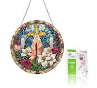 VAIIEYO 5D DIY Diamant Painting Pendentif Croix, Religion Peinture Diamant Hanging Kit, pour Porte et Fenêtre, Salon Chambre Autocollant Mural Décoration 20x20cm A1