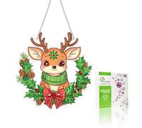 VAIIEYO 5D DIY Diamant Painting Pendentif Noël, Cerf Peinture Diamant Hanging Kit, pour Porte et Fenêtre, Salon Chambre Autocollant Mural Décoration 20x20cm C25