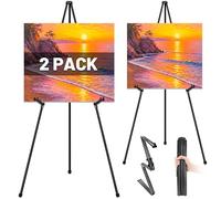 VAIIGO Chevalet Métal 2Pcs, Chevalet de Sol Pliable Réglable 160cm, Support pour Panneau Bienvenue Mariage, Affiche, Peinture sur Toile - Pour Galerie, Exposition, Atelier d'Artiste