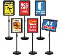 VAIIGO Lot de 6 Support d'Affiche A3 sur Pied Présentoir Publicitaire Extérieur Réglable, Porte Affiche Support de Panneau d'Information en Aluminium pour Mariage, Commerce, Publicité, Bureau(Noir)