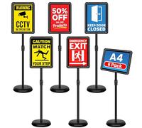 VAIIGO Lot de 6 Support d'Affiche A4 sur Pied Présentoir Publicitaire Extérieur Réglable, Porte Affiche Support de Panneau d'Information en Aluminium pour Mariage, Commerce, Publicité, Bureau(Noir)