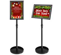 VAIIGO nouveau A4 Heavy Duty sign stand porte - journaux de mer, présentoir de menu réglable porte - logo au sol avec base en fonte pour affiche, menu, publicité, , présentoir de logo (A4, noir)