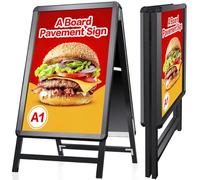 VAIIGO Panneau de Trottoir A1 - Stop Trottoir Extérieur, A-Board Double Face Porte-Affiche, Panneau Publicitaire sur Pied pour Restaurants, Parkings & Galeries Marchandes (Noir,A1)