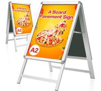 VAIIGO Panneau de Trottoir A2 - Stop Trottoir Extérieur, A-Board Double Face Porte-Affiche, Panneau Publicitaire sur Pied pour Restaurants, Parkings & Galeries Marchandes (Argenté,A2)