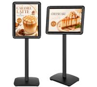 VAIIGO Porte-affiche A3, base lestée, support sur pied robuste | Porte-affiche à orientation réglable, cadre à clip pivotant à 360°, pour menus extérieurs, publicité et avis,noir