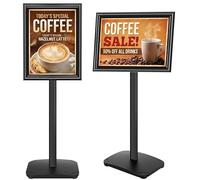 VAIIGO Porte Affiche A3 robuste sur Pied - Base fonte lestée, Rotation 360°, Cadre Clipsable - Présentoir Support Panneau Affichage Extérieur pour Menu, Avis, Signalétique | Noir
