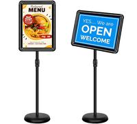 VAIIGO Porte Affiche A3 sur Pied - Présentoir A3 Pied, réglable, Cadre clipsable, coins arrondis, support d'information pour affichage menu, panneau publicitaire, restaurant, magasin, porte-menu,Noir