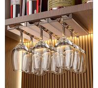 Vaisoeny Lot de 4 porte-verres à vin translucides - Support verre a pied suspendu - Support pour verres à pied - Pour cuisine et bar (Marron)