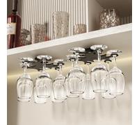 Vaisoeny Porte-Verres à Vin, Lot de 2, Support Rotatif Sous Meuble | Support Rotatif à 360°, Verres Plus Faciles à Suspendre et Retirer, Chaque Support Peut Accueillir Jusqu’à 6 Verres (Noir)