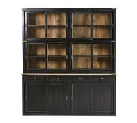 Vaisselier 12 portes 3 tiroirs en manguier massif noir L180 180x205x45cm Noir