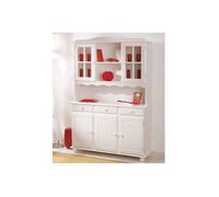 Vaisselier 3 Portes en Bois Massif ""Alienor"" 198cm Blanc