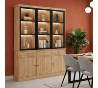 Vaisselier 3 portes vitrées en bois VALENTINE